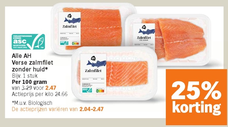 Verse zalmfilet zonder huid
