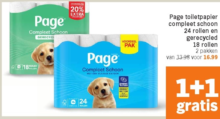 Page toiletpapier compleet schoon