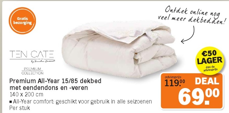 Premium All-Year 15/85 dekbed met eenden dons en veren