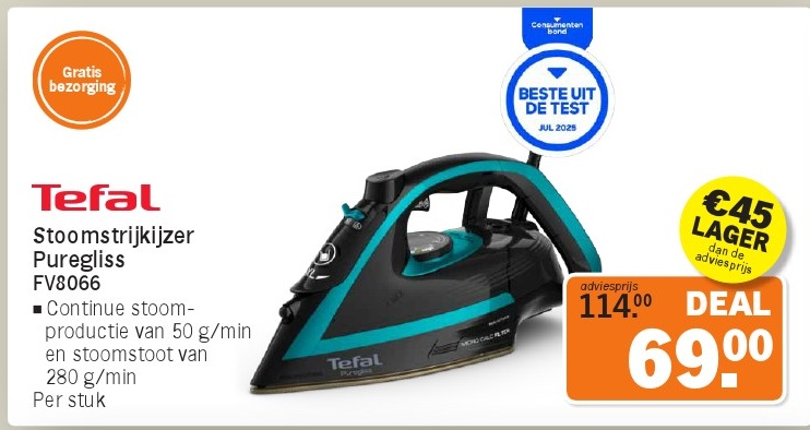 Tefal Stoomstrijkijzer Puregliss FV606