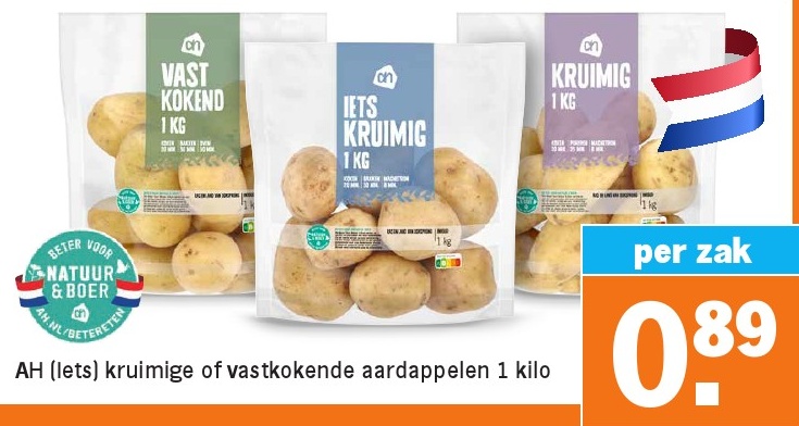 AH (iets) kruimige of vastkokende aardappelen 1 kilo