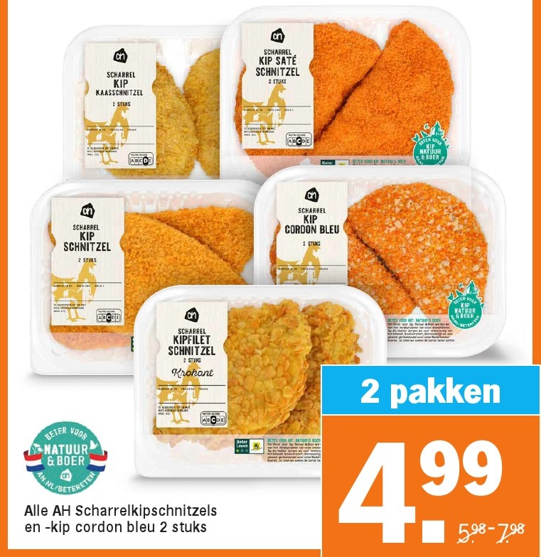 kip schnitzel en kip cordon bleu 2 stuks