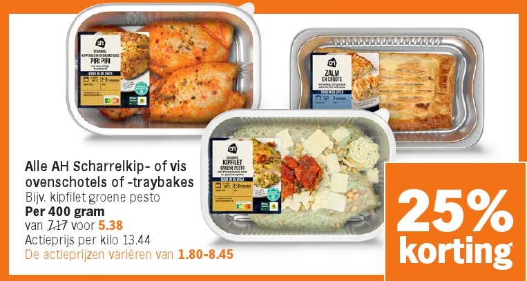 AH Scharrelkip- of vis ovenschotels of traybakes