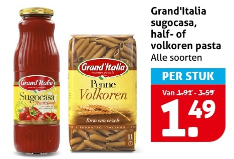 Grand'Italia sugocasa, half- of volkoren pasta