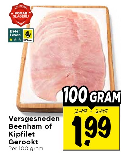 Versgesneden Beenham of Kipfilet Gerookt