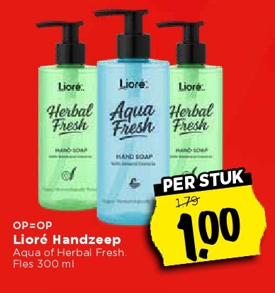 Lioré Handzeep Aqua of Herbal Fresh Fles 300 ml