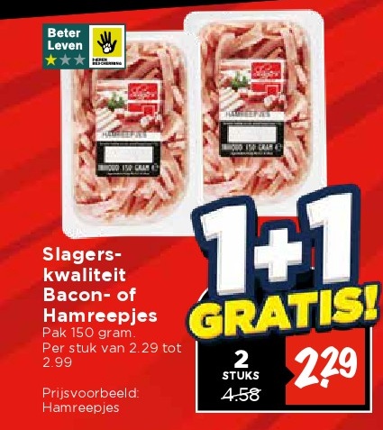 Slagerskwaliteit Bacon- of Hamreepjes