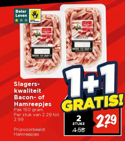 Slagerskwaliteit Bacon- of Hamreepjes
