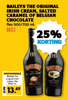 BAILEY'S THE ORIGINAL IRISH CREAM, SALTED CARAMEL OF BELGIAN CHOCOLATE