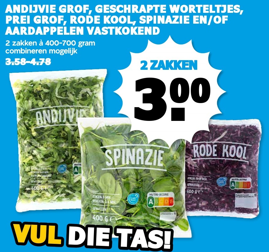 ANDIJVIE GROF, SPINAZIE, RODE KOOL