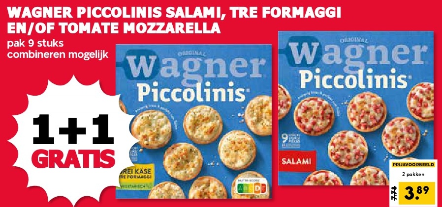 Wagner Piccolinis Salami, Tre Formaggi en/of Tomate Mozzarella