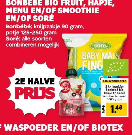 BONBEBE BIO FRUIT, HAPJE, MENU EN/OF SMOOTHIE EN/OF SORÉ
