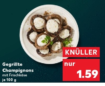 Gegrillte Champignons mit Frischkäse je 100 g