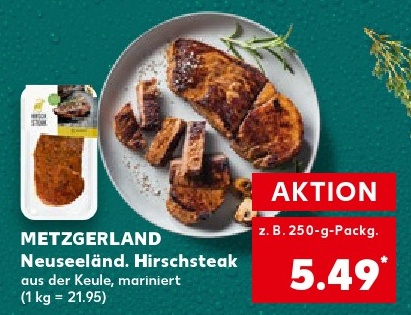 Neuseeländ. Hirschsteak aus der Keule, mariniert