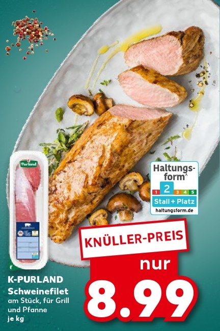 K-PURLAND Schweinefilet am Stück, für Grill und Pfanne