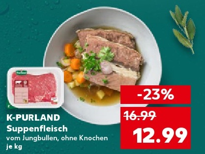 K-PURLAND Suppenfleisch vom Jungbullen, ohne Knochen je kg