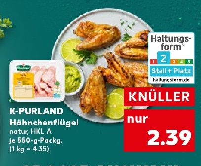 K-PURLAND Hähnchenflügel natur, HKL A