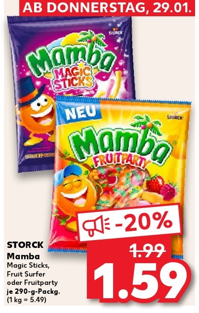 Mamba Magic Sticks, Fruit Surfer oder Fruchtparty