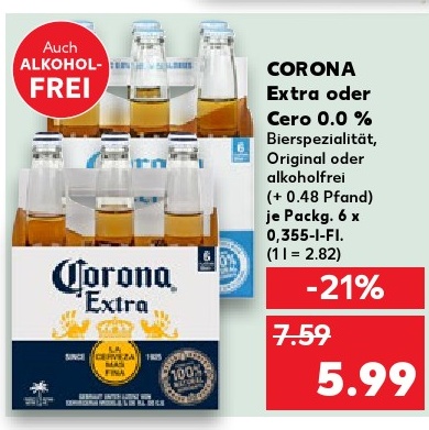 CORONA Extra oder Cero 0.0 %