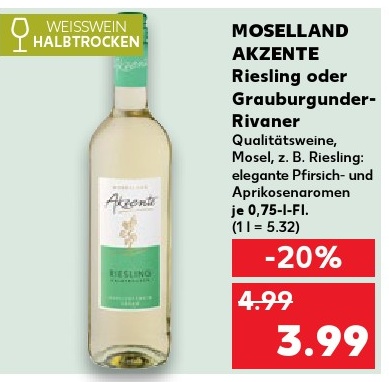 MOSELLAND AKZENTE Riesling oder Grauburgunder-Rivaner