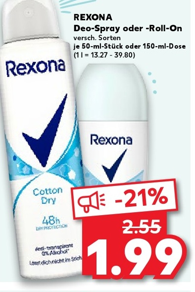 Rexona Deo-Spray oder -Roll-On