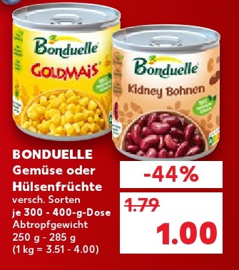 BONDUELLE Goldmais und Kidney Bohnen