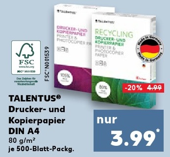TALENTUS Drucker- und Kopierpapier DIN A4