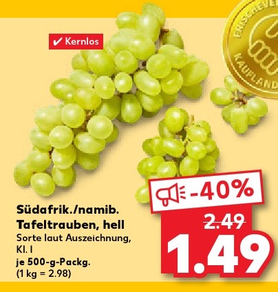 Südafrik./namib. Tafeltrauben, hell