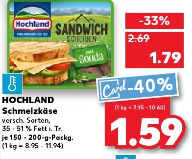 HOCHLAND Schmelzkäse Sandwich Scheiben