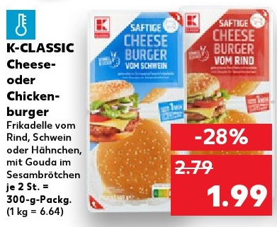 K-CLASSIC Cheese oder Chickenburger