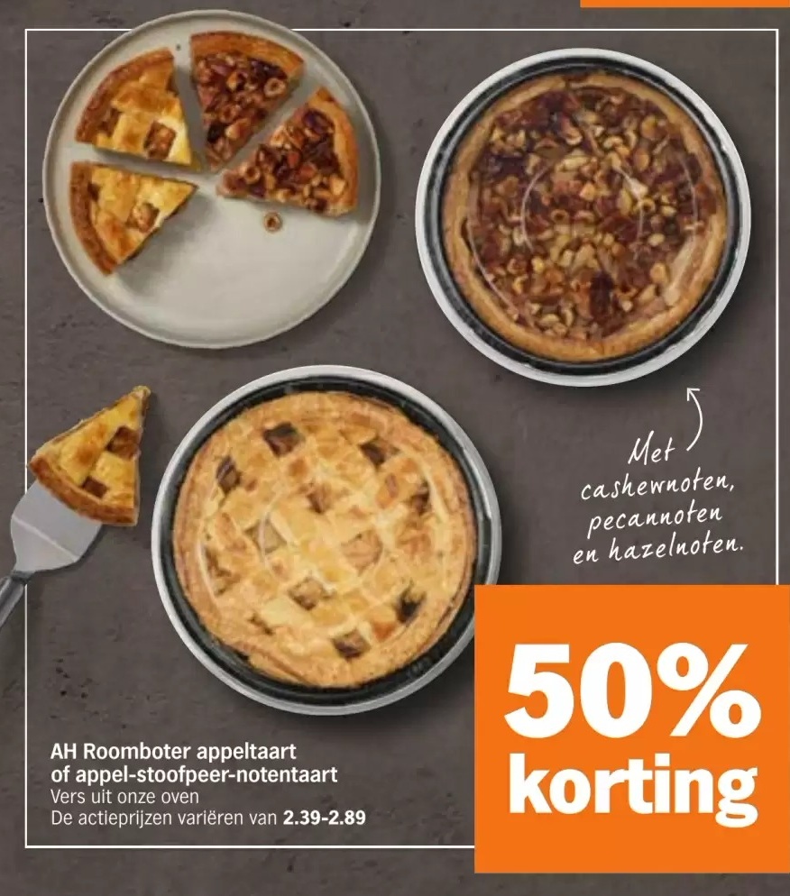 AH Roomboter appeltaart of appel-stoofpeer-notentaart