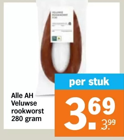 Alle AH Veluwse rookworst 280 gram