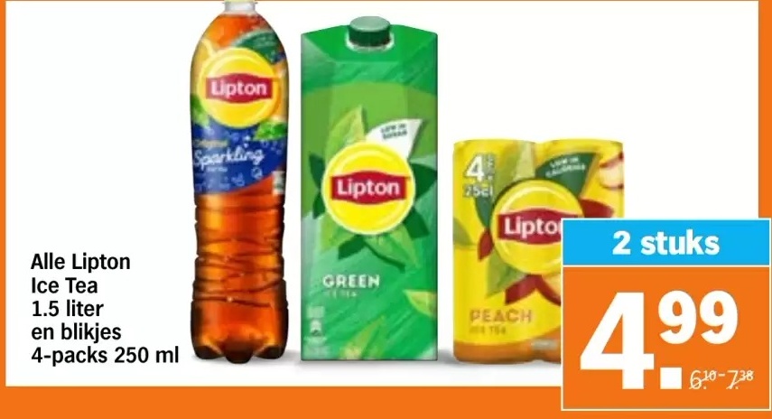 Alle Lipton Ice Tea 1.5 liter en blikjes 4-packs 250 ml