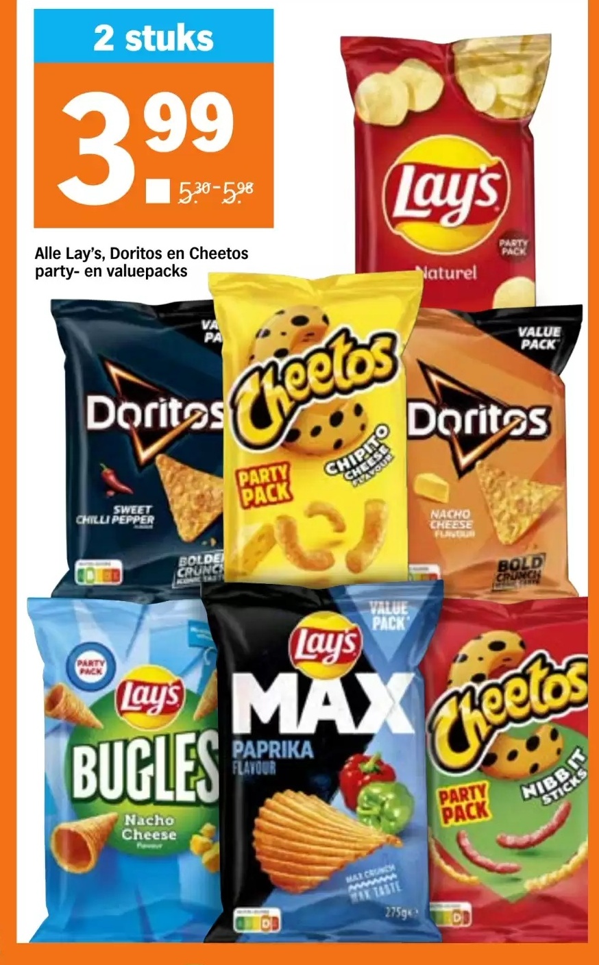 Lay's, Doritos, and Cheetos party snacks