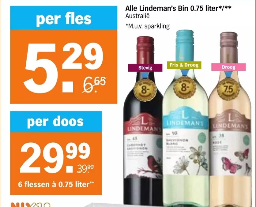 Alle Lindeman's Bin 0.75 liter