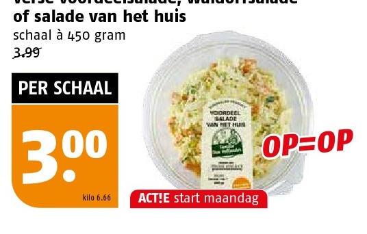 verse voordeelsalade, waldoensalade of salade van het huis