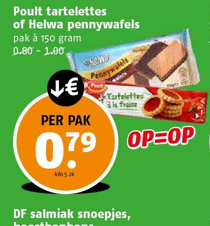 Poult tartelettes of Helwa pennywafels