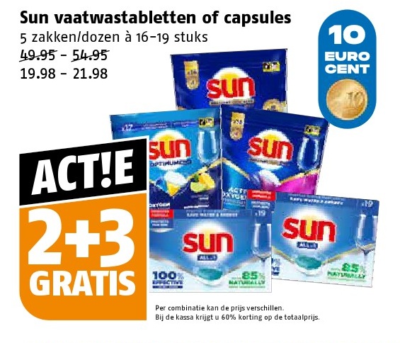 Sun vaatwastabletten of capsules