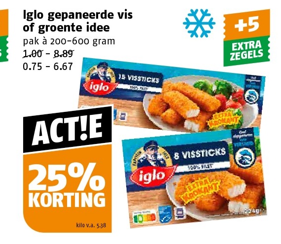 Iglo gepaneerde vis of groente idee