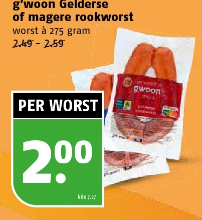 g'woon Gelderse of magere rookworst