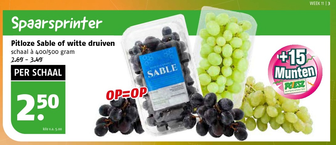 Pickloze Sable of witte druiven