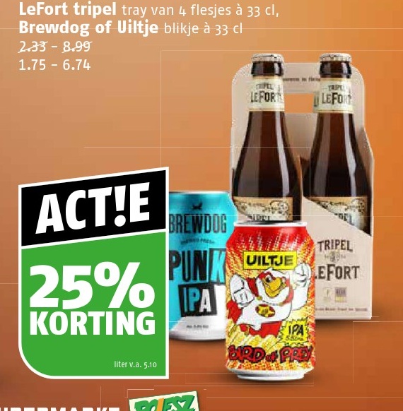 LeFort tripel tray van 4 flesjes à 33 cl