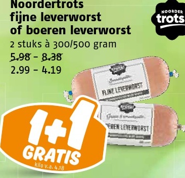 Noordertrots fijne leverworst of boeren leverworst