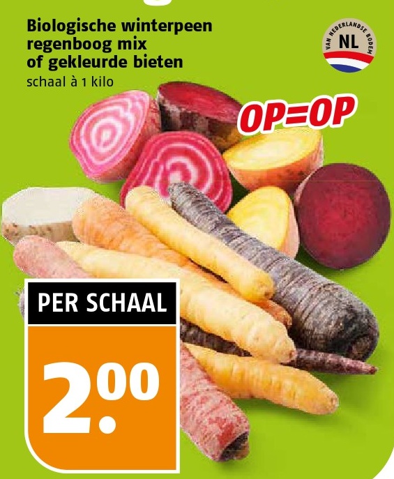 Biologische winterpeen regenboog mix of gekleurde bieten