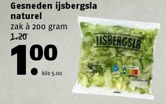 Gesneden ijsbergsla naturel