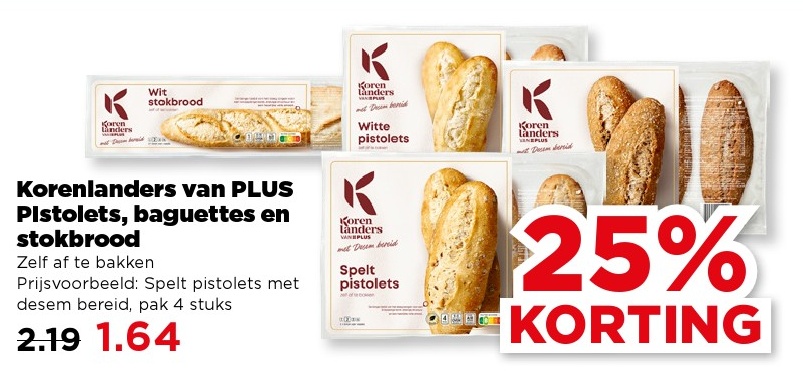 Korenlanders van PLUS Pistolets, baguettes en stokbrood