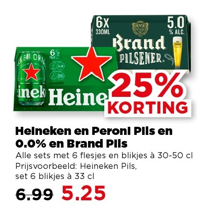 Heineken en Peroni Pils en 0.0% en Brand Pils