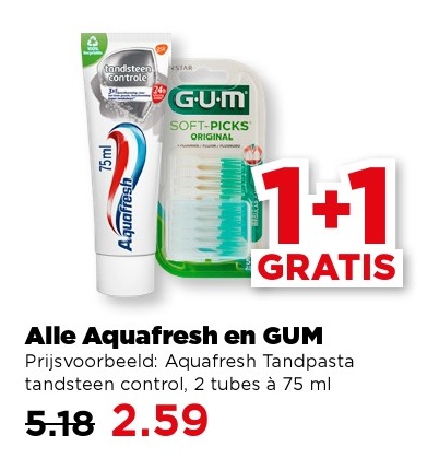 Aquafresh Tandpasta tandsteen control, 2 tubes à 75 ml