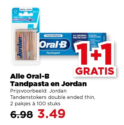 Jordan Tandenstokers double ended thin, 2 pakjes à 100 stuks