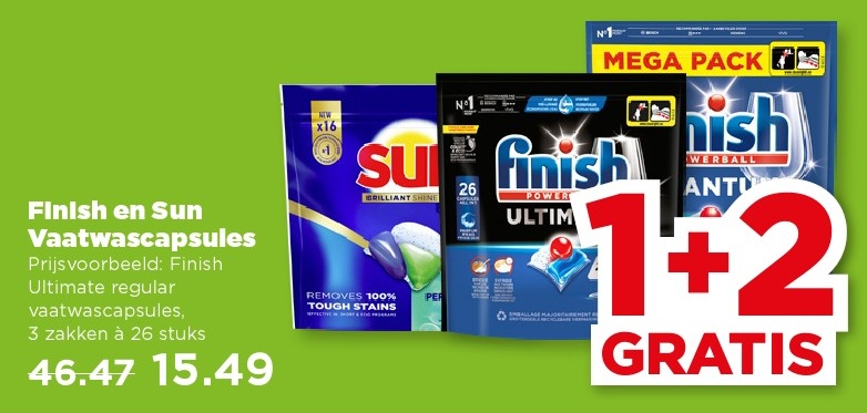 Finish en Sun Vaatwascapsules